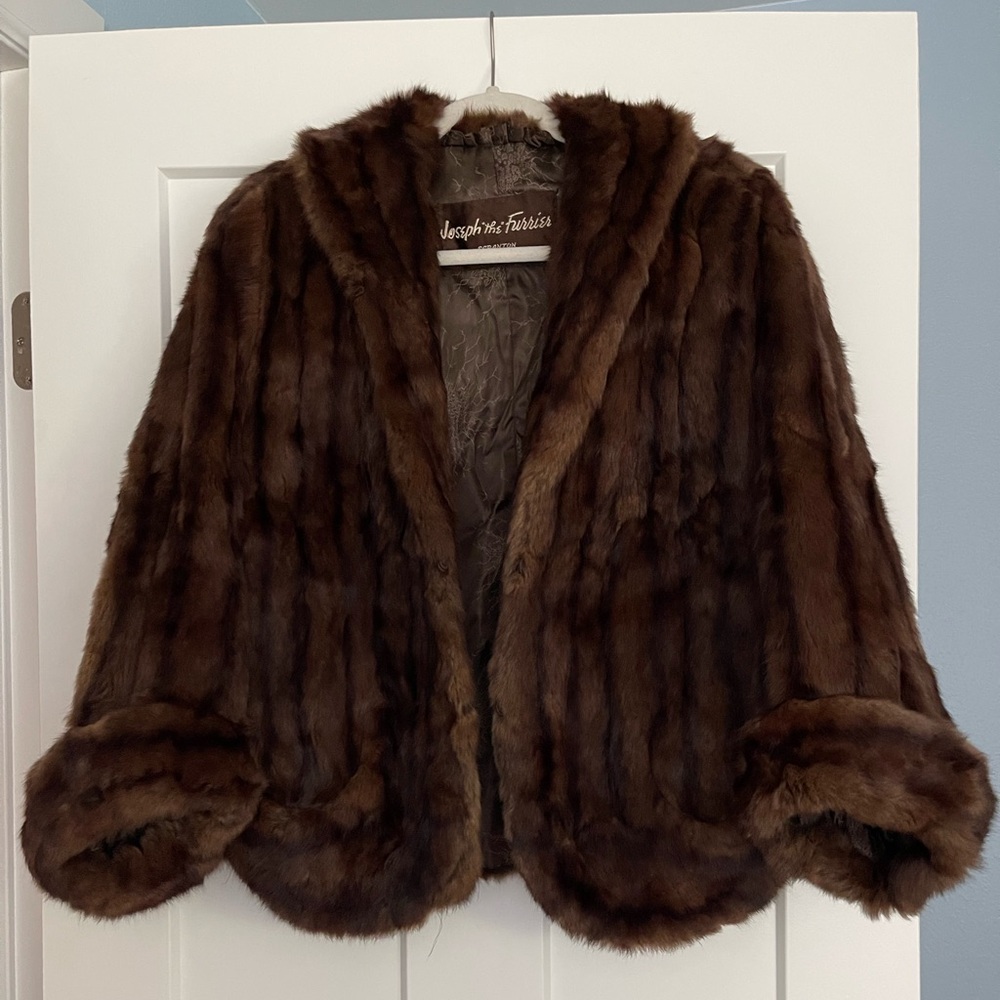 Vintage Real Mink Fur Shawl Coat